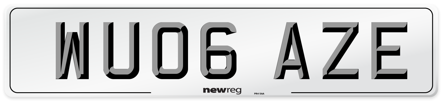 WU06 AZE Number Plate from New Reg